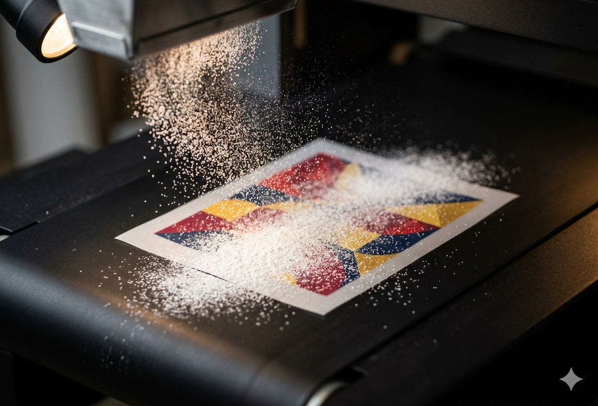 Adhesive powder application