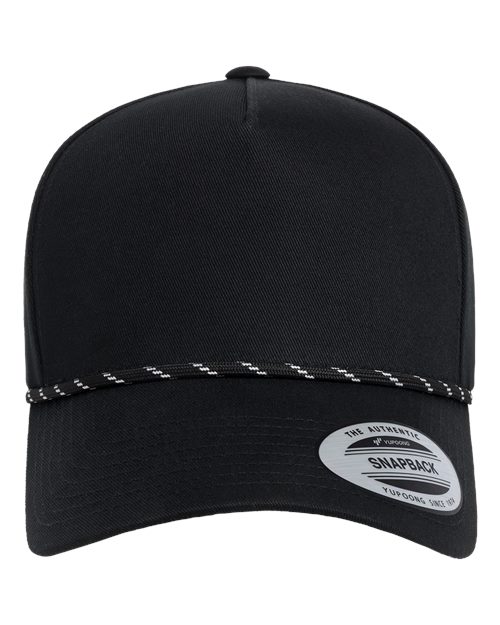 Retro Cotton Blend Five-Panel Rope Cap